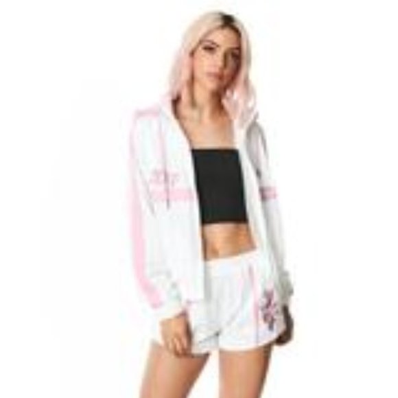 LF The Brand NWT White & Pink Logo Hooded Windbreaker Jacket Small - Picture 5 of 5